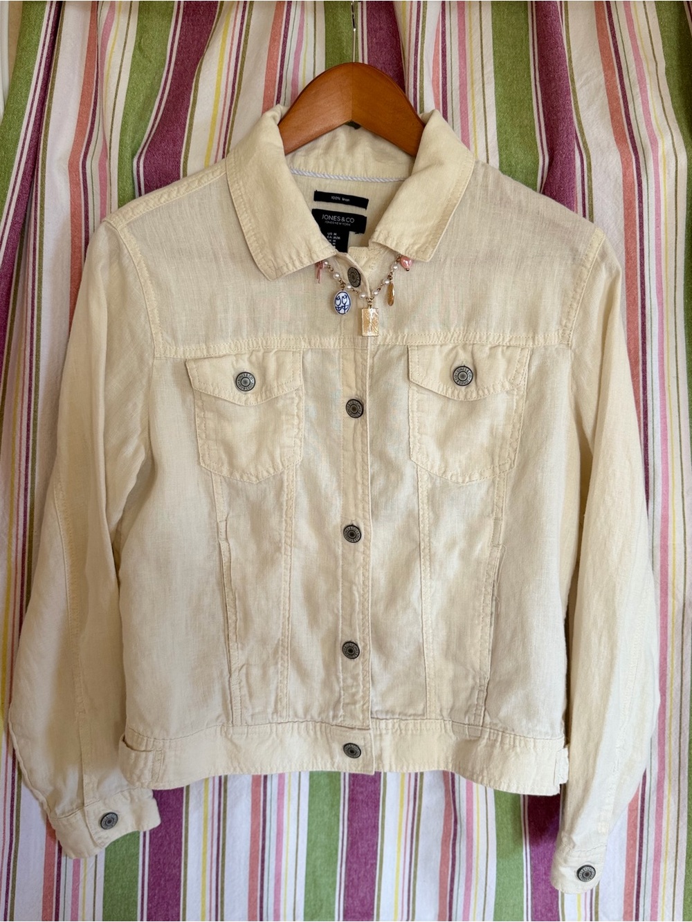 Jones New york  Off-White Linen-Blend Jean Jacket